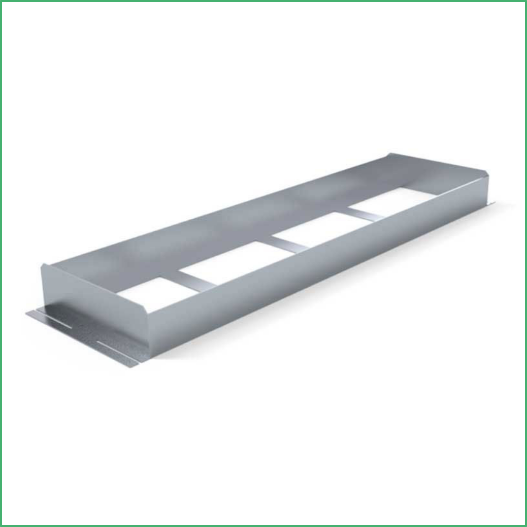 Synsport sports equipment - take off board tray | Synsport Long metal trough with three rectangular openings, likely a cable tray or wire duct in silver finish